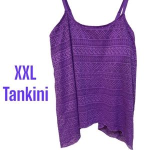 EUC: XXL Tankini Lace Cutout Converts X Crossed Straps Adjustable Length Straps
